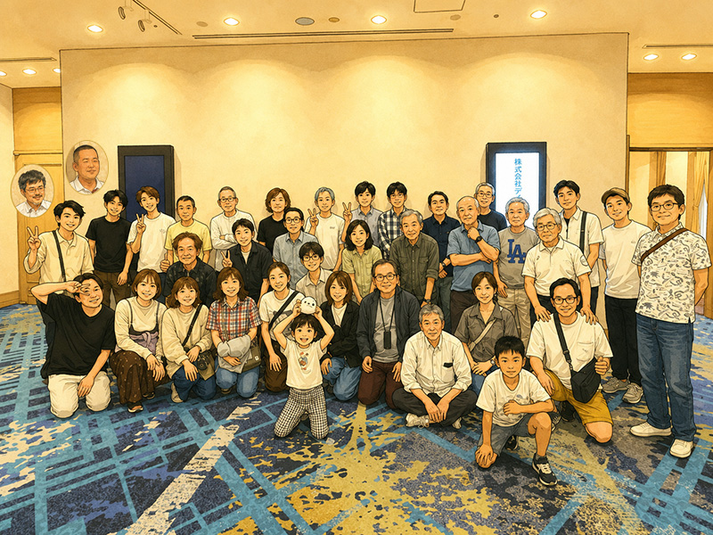 ディムコとグループ会社による北海道社員旅行の集合写真